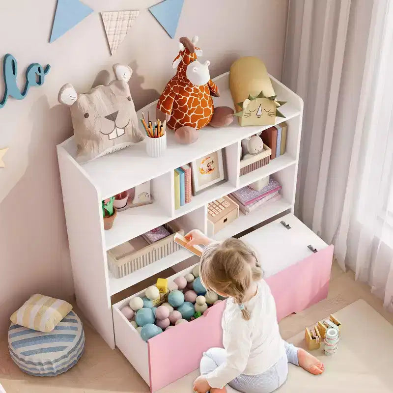 Organisateur de rangement pour jouets, étagère à livres pour enfants, armoire de rangement pour jouets, bibliothèque pour tout-petits pour chambre d'enfant, chambre à coucher, chambre de bébé, salon