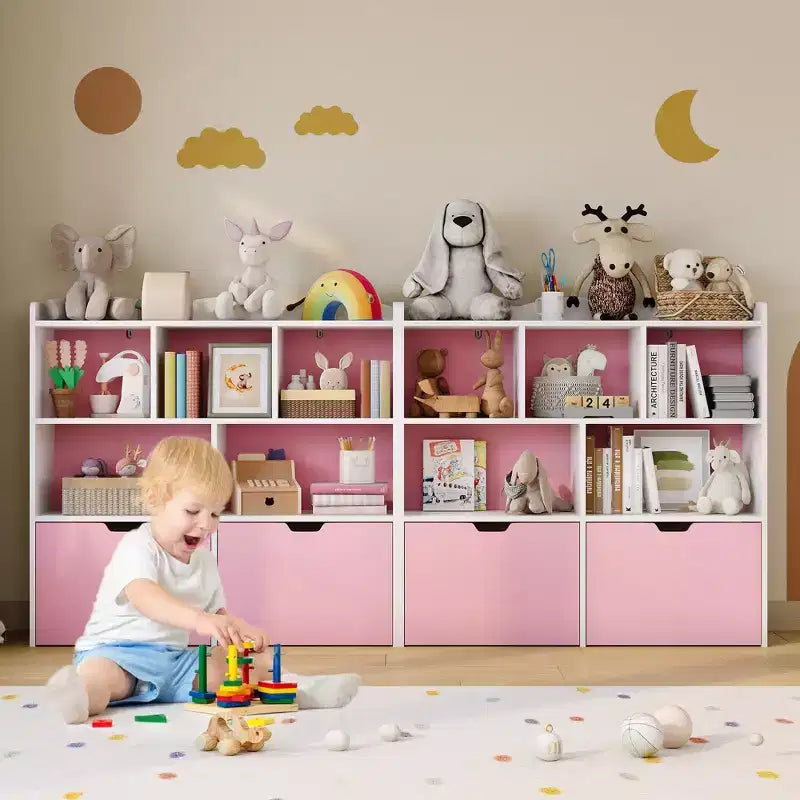 Organisateur de rangement pour jouets, étagère à livres pour enfants, armoire de rangement pour jouets, bibliothèque pour tout-petits pour chambre d'enfant, chambre à coucher, chambre de bébé, salon