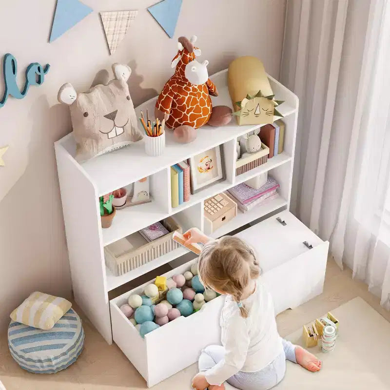 Organisateur de rangement pour jouets, étagère à livres pour enfants, armoire de rangement pour jouets, bibliothèque pour tout-petits pour chambre d'enfant, chambre à coucher, chambre de bébé, salon