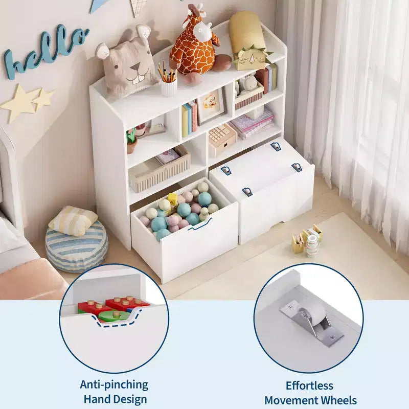 Organisateur de rangement pour jouets, étagère à livres pour enfants, armoire de rangement pour jouets, bibliothèque pour tout-petits pour chambre d'enfant, chambre à coucher, chambre de bébé, salon