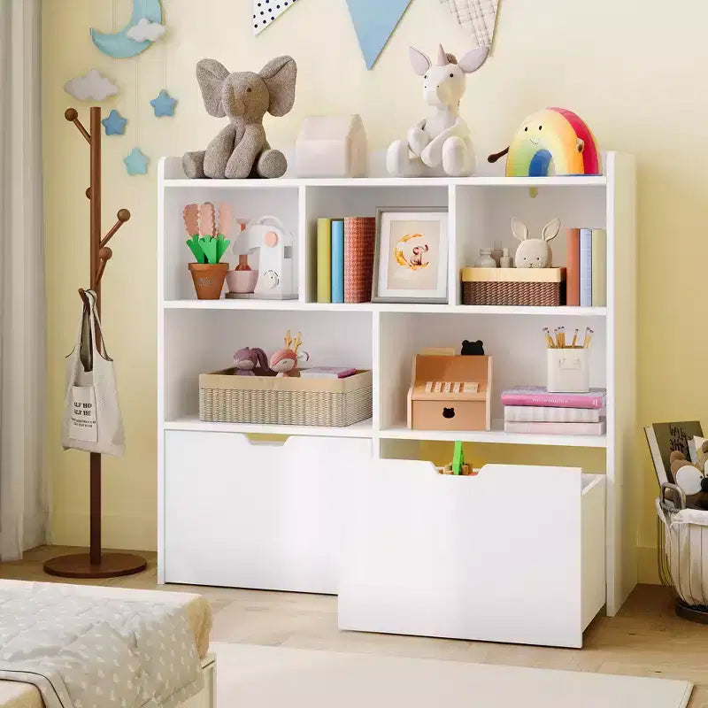 Organisateur de rangement pour jouets, étagère à livres pour enfants, armoire de rangement pour jouets, bibliothèque pour tout-petits pour chambre d'enfant, chambre à coucher, chambre de bébé, salon