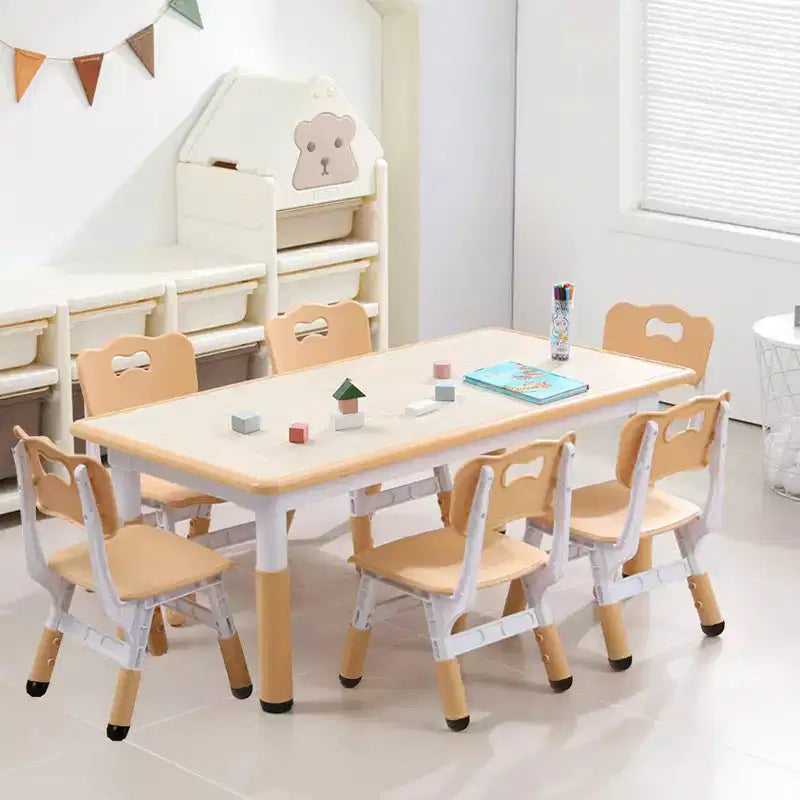 Ensemble table et 6 chaises pour enfants, réglable en hauteur, bureau multifonctionnel, chaises ergonomiques, pour salles de classe, garderies