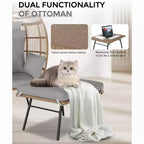 Fauteuil œuf en osier d'extérieur avec ottoman, chaises longues de patio en rotin surdimensionnées, coussin épais, capacité de 440 livres, pour la détente sur la terrasse, le porche et dans le jardin