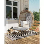 Fauteuil œuf en osier d'extérieur avec ottoman, chaises longues de patio en rotin surdimensionnées, coussin épais, capacité de 440 livres, pour la détente sur la terrasse, le porche et dans le jardin