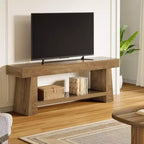 Meuble TV Lantine 63 pouces pour téléviseurs 55/60/65/70 pouces, meuble de divertissement en bois à 2 niveaux, console média pour salon, chambre à coucher