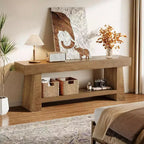 Meuble TV Lantine 63 pouces pour téléviseurs 55/60/65/70 pouces, meuble de divertissement en bois à 2 niveaux, console média pour salon, chambre à coucher