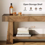 Meuble TV Lantine 63 pouces pour téléviseurs 55/60/65/70 pouces, meuble de divertissement en bois à 2 niveaux, console média pour salon, chambre à coucher