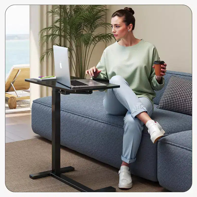 TUYOHW Table de lit réglable en hauteur et table d'ordinateur portable roulante avec plateau inclinable, table de chevet mobile roulante pour ordinateur portable, lit, canapé, bureau