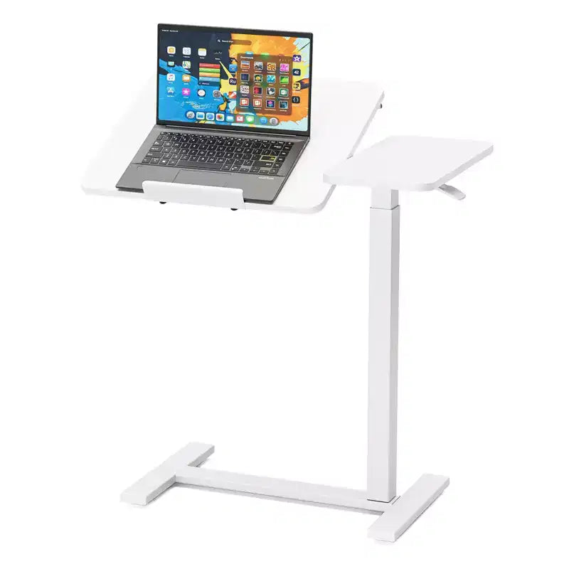 TUYOHW Adjustable Height Overbed & Rolling Laptop Table with Tilting Desktop,Mobile Rolling Bedside Table for Laptop,Bed,Sofa,Office