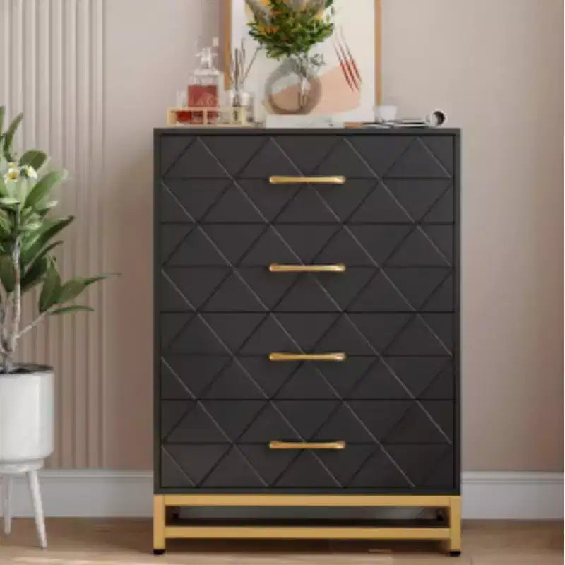 4-Drawer Chest with Triangle-Pattern Top (MDF+PB+Iron)