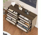 Commode à 6 tiroirs en rotin, avec ports USB et prises de courant, 6 tiroirs de rangement pour chambre à coucher, salon, couloir, chevet, salle à manger, couloir