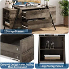 Meuble TV meuble de divertissement moderne avec étagère réglable, 2 tiroirs, console multimédia, pieds en métal en forme de U, pour salon, chambre, bureau