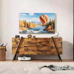 Meuble TV meuble de divertissement moderne avec étagère réglable, 2 tiroirs, console multimédia, pieds en métal en forme de U, pour salon, chambre, bureau