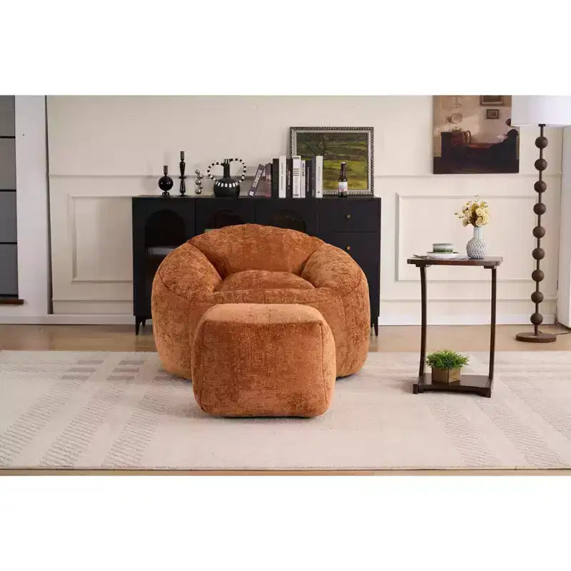 Okak Chaise Lounge Pouf en Chenille, Fauteuil de Sol Paresseux avec Rembourrage en Mousse, Fauteuil Confortable pour Adultes/Enfants pour Salon