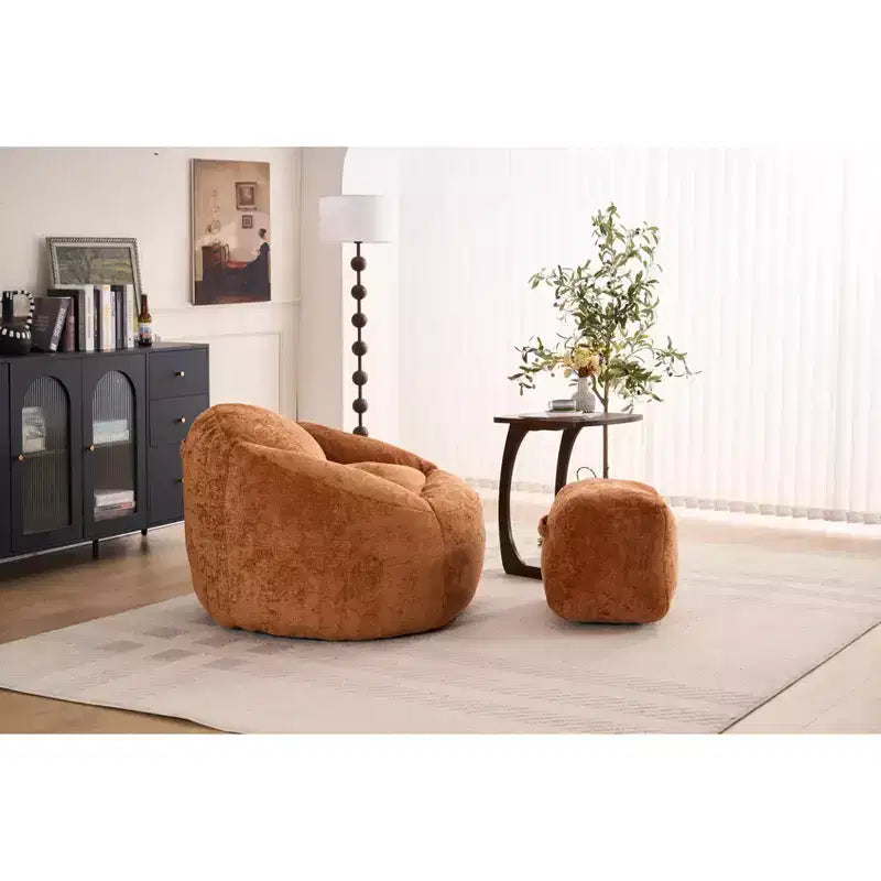 Okak Chaise Lounge Pouf en Chenille, Fauteuil de Sol Paresseux avec Rembourrage en Mousse, Fauteuil Confortable pour Adultes/Enfants pour Salon
