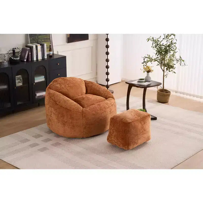 Okak Chaise Lounge Pouf en Chenille, Fauteuil de Sol Paresseux avec Rembourrage en Mousse, Fauteuil Confortable pour Adultes/Enfants pour Salon
