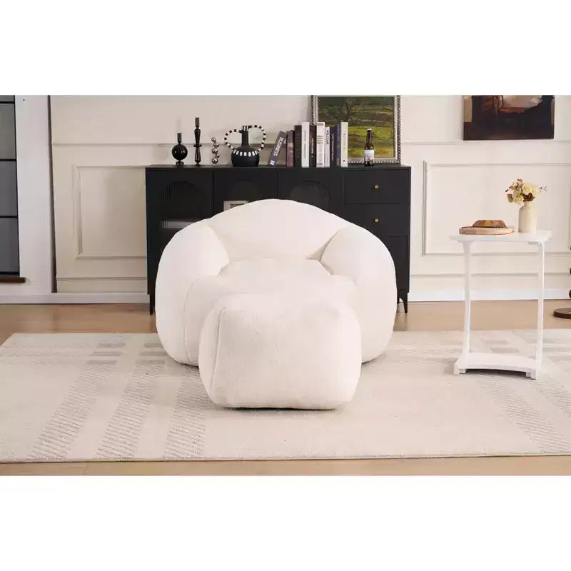Okak Chaise Lounge Pouf en Chenille, Fauteuil de Sol Paresseux avec Rembourrage en Mousse, Fauteuil Confortable pour Adultes/Enfants pour Salon