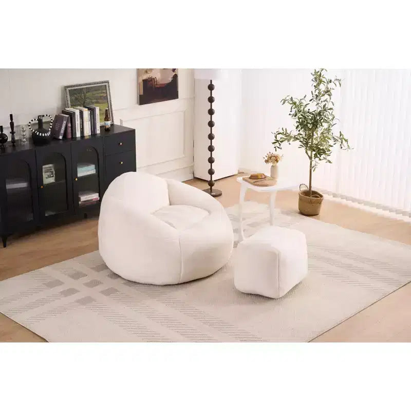 Okak Chaise Lounge Pouf en Chenille, Fauteuil de Sol Paresseux avec Rembourrage en Mousse, Fauteuil Confortable pour Adultes/Enfants pour Salon