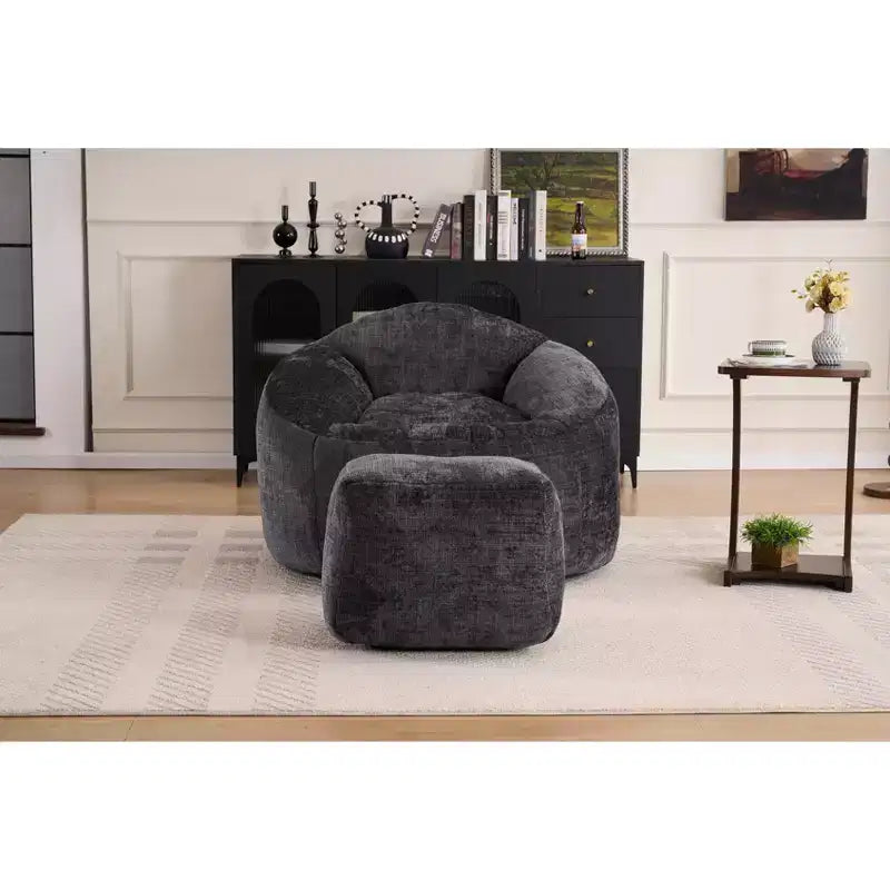 Okak Chaise Lounge Pouf en Chenille, Fauteuil de Sol Paresseux avec Rembourrage en Mousse, Fauteuil Confortable pour Adultes/Enfants pour Salon