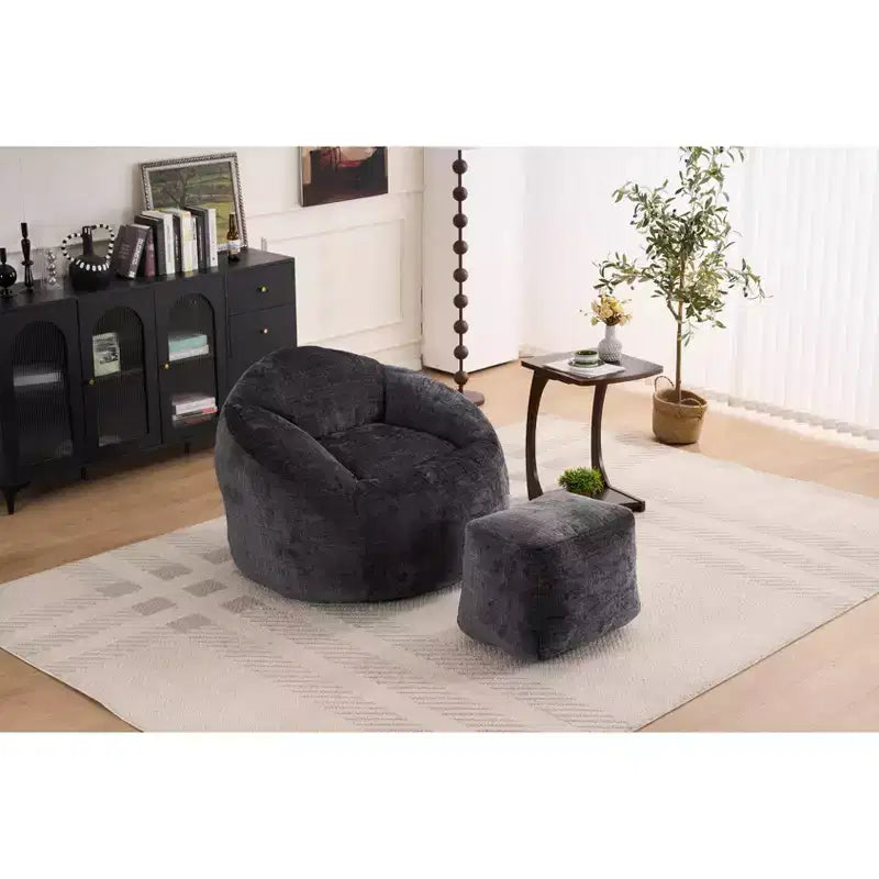 Okak Chaise Lounge Pouf en Chenille, Fauteuil de Sol Paresseux avec Rembourrage en Mousse, Fauteuil Confortable pour Adultes/Enfants pour Salon
