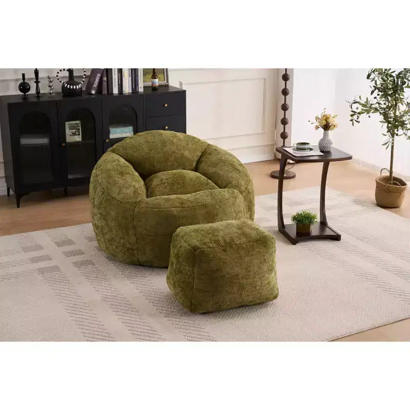 Okak Chaise Lounge Pouf en Chenille, Fauteuil de Sol Paresseux avec Rembourrage en Mousse, Fauteuil Confortable pour Adultes/Enfants pour Salon