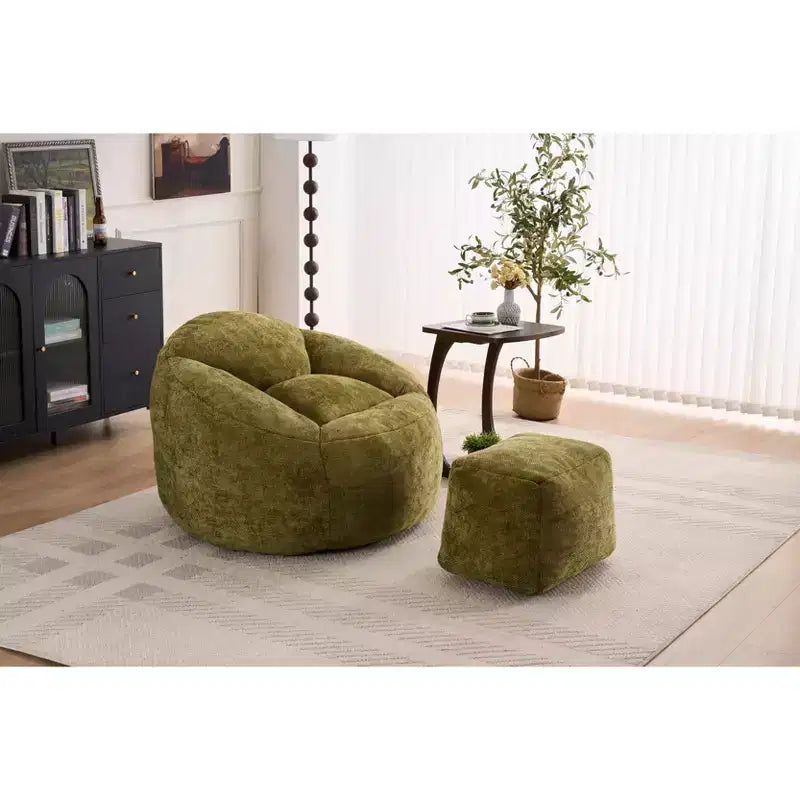 Okak Chaise Lounge Pouf en Chenille, Fauteuil de Sol Paresseux avec Rembourrage en Mousse, Fauteuil Confortable pour Adultes/Enfants pour Salon