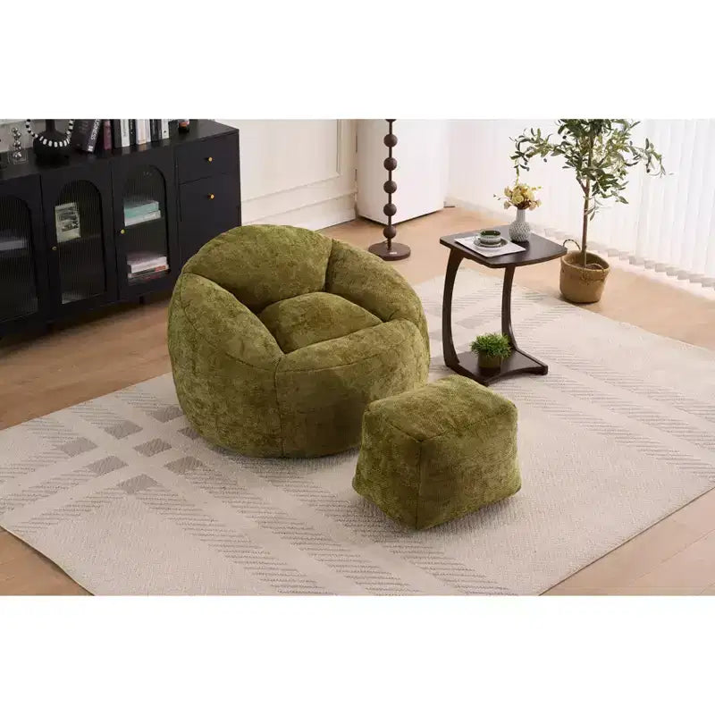 Okak Chaise Lounge Pouf en Chenille, Fauteuil de Sol Paresseux avec Rembourrage en Mousse, Fauteuil Confortable pour Adultes/Enfants pour Salon