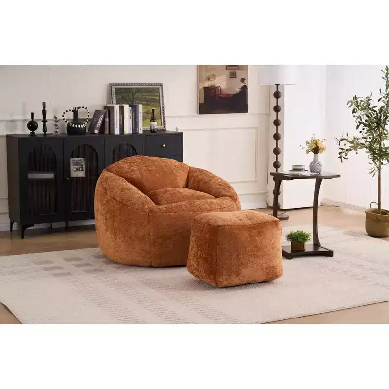 Okak Chaise Lounge Pouf en Chenille, Fauteuil de Sol Paresseux avec Rembourrage en Mousse, Fauteuil Confortable pour Adultes/Enfants pour Salon