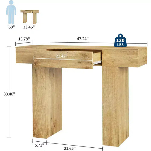 Table console de 47 po avec tiroir, table de canapé style ferme et table d'entrée pour couloir étroit et salon