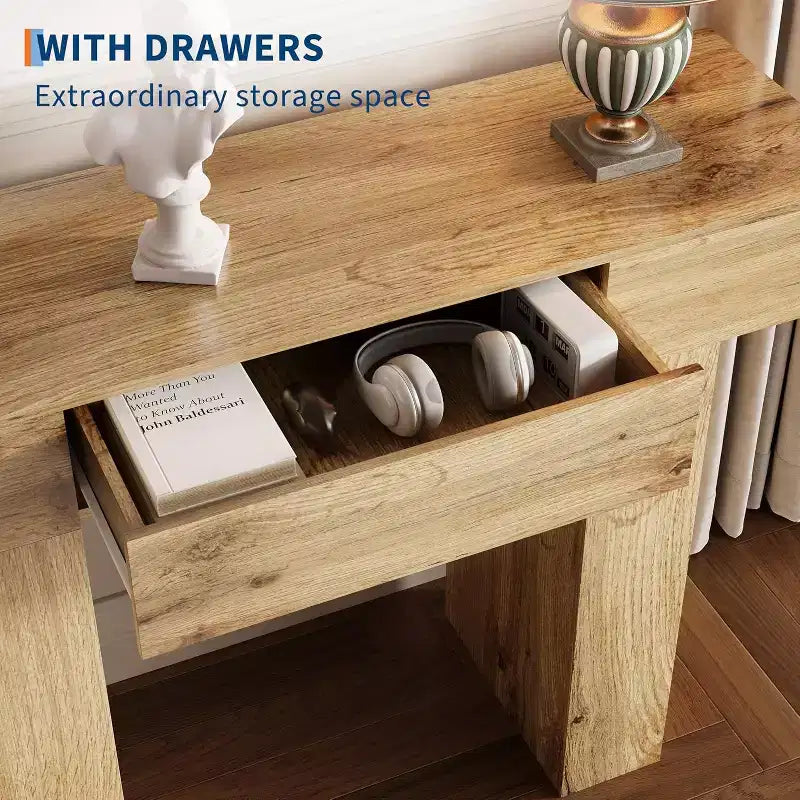 Table console de 47 po avec tiroir, table de canapé style ferme et table d'entrée pour couloir étroit et salon