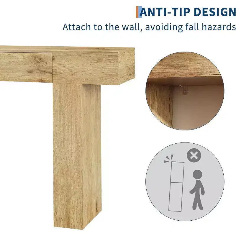 Table console de 47 po avec tiroir, table de canapé style ferme et table d'entrée pour couloir étroit et salon