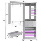 Système de rangement Besiost avec tiroirs en bois et deux tringles de suspension