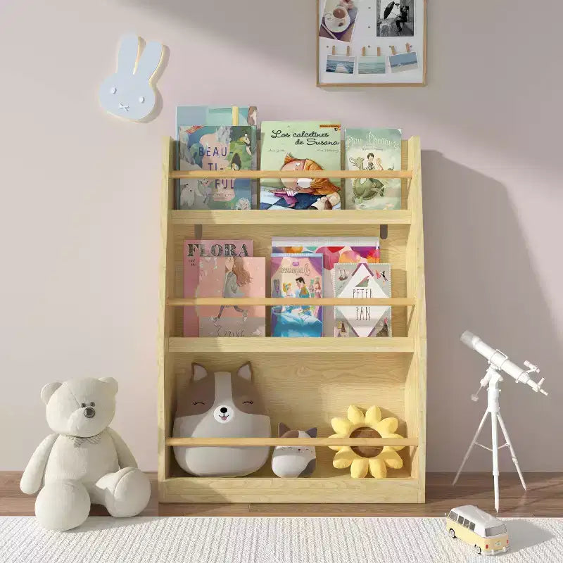 MAYEERTY Étagère à Livres pour Enfants à 3 Niveaux, Aide à Garder les Chambres et Salles de Jeux Rangées Naturel