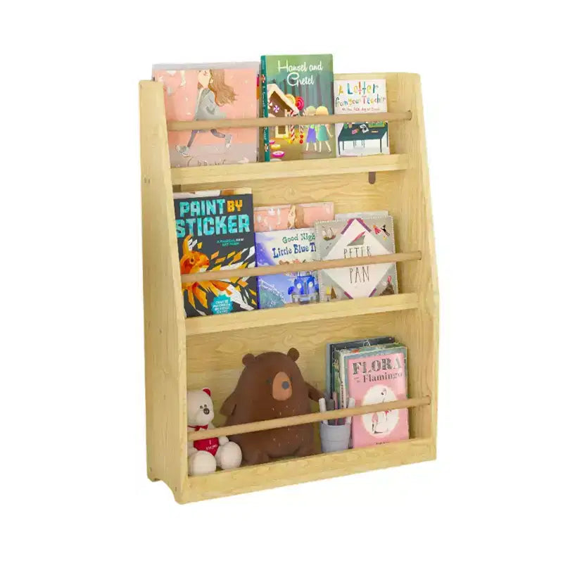MAYEERTY Étagère à Livres pour Enfants à 3 Niveaux, Aide à Garder les Chambres et Salles de Jeux Rangées Naturel