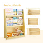 MAYEERTY Étagère à Livres pour Enfants à 3 Niveaux, Aide à Garder les Chambres et Salles de Jeux Rangées Naturel