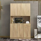 70,87 Meuble de rangement de cuisine autoportant avec 6 portes, tiroir, étagères ouvertes, buffet polyvalent, meuble de rangement pour loisirs créatifs