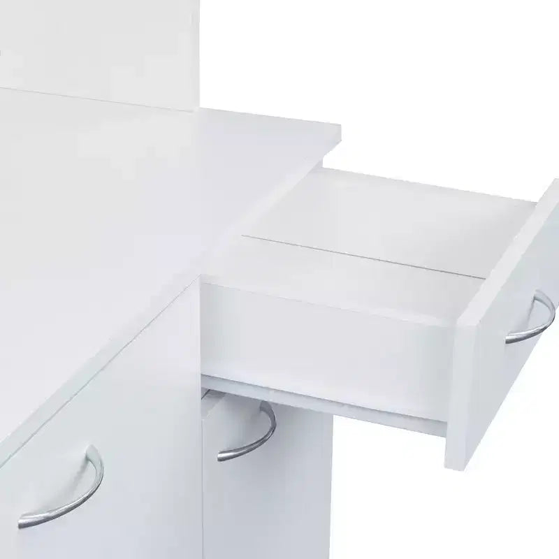 70,87 Meuble de rangement de cuisine autoportant avec 6 portes, tiroir, étagères ouvertes, buffet polyvalent, meuble de rangement pour loisirs créatifs