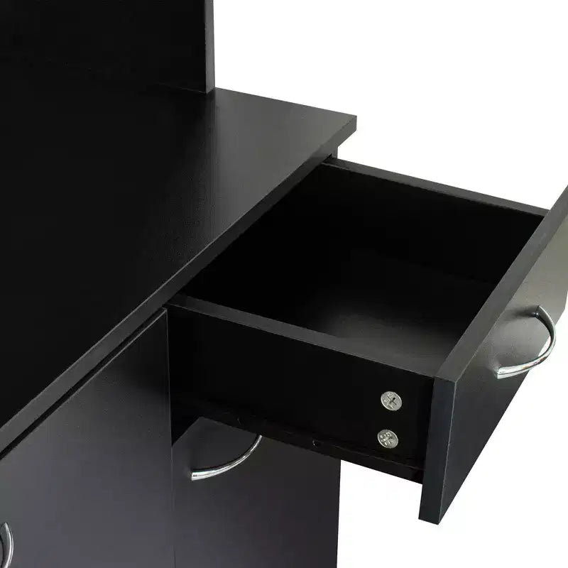 70,87 Meuble de rangement de cuisine autoportant avec 6 portes, tiroir, étagères ouvertes, buffet polyvalent, meuble de rangement pour loisirs créatifs