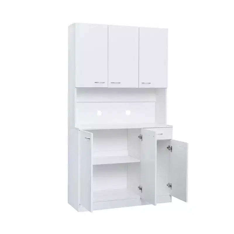 70,87 Meuble de rangement de cuisine autoportant avec 6 portes, tiroir, étagères ouvertes, buffet polyvalent, meuble de rangement pour loisirs créatifs