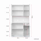 70,87 Meuble de rangement de cuisine autoportant avec 6 portes, tiroir, étagères ouvertes, buffet polyvalent, meuble de rangement pour loisirs créatifs
