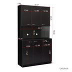 70,87 Meuble de rangement de cuisine autoportant avec 6 portes, tiroir, étagères ouvertes, buffet polyvalent, meuble de rangement pour loisirs créatifs