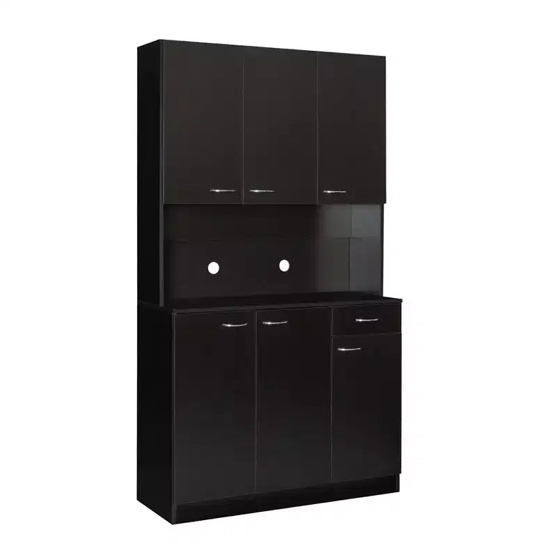 70,87 Meuble de rangement de cuisine autoportant avec 6 portes, tiroir, étagères ouvertes, buffet polyvalent, meuble de rangement pour loisirs créatifs