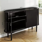 Buffet de rangement AEELLEEA 1,4 m de long en MDF courbé moderne avec portes pour cuisine, salon, chambre, noir