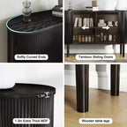 Buffet de rangement AEELLEEA 1,4 m de long en MDF courbé moderne avec portes pour cuisine, salon, chambre, noir