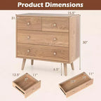 Commode Costway 4 tiroirs pour chambre à coucher, large commode avec rails de guidage en métal, teck et noir/noyer/naturel