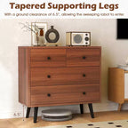 Commode Costway 4 tiroirs pour chambre à coucher, large commode avec rails de guidage en métal, teck et noir/noyer/naturel