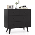 Costway 4 Drawer Dresser for Bedroom Wide Chest of Drawers with Metal Guide Rails Teak & Black/Walnut/Natural