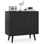 Costway 4 Drawer Dresser for Bedroom Wide Chest of Drawers with Metal Guide Rails Teak & Black/Walnut/Natural