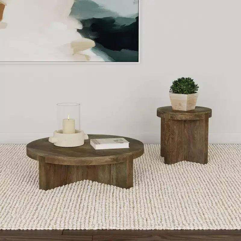 Coaster, Table basse ronde Kinkaid en manguier massif