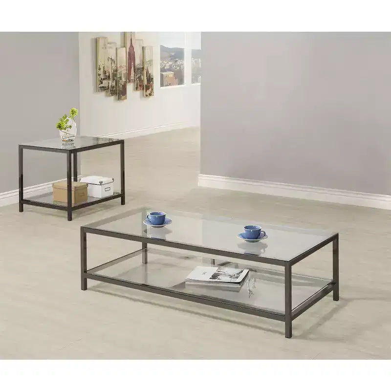 Coaster, Ensemble de 2 tables basses et d'appoint Trini nickel noir
